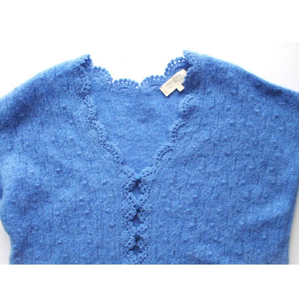Sézane Anaelle Cardigan / Small / Blue Kid Mohair Wool Crochet Finish - Picture 6 of 10